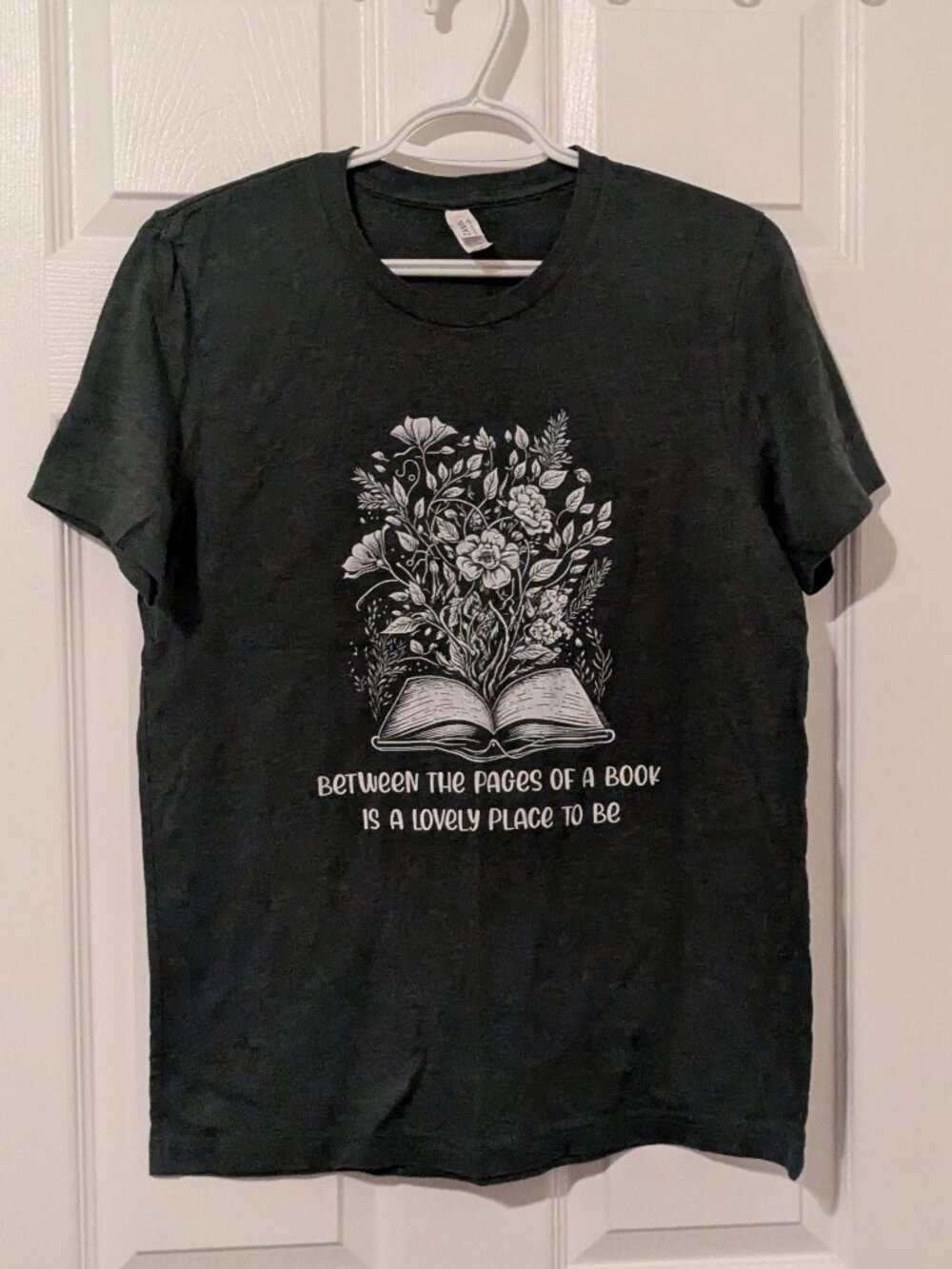 Bella Canvas 'Between the Floral Pages' unisex tee size medium